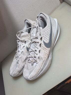 Nike Women's White and Gray Athletic Sneakers with Swoosh